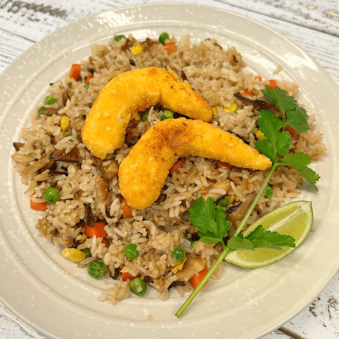 NEW! Plant-based Lemon Crumbed Prawn Fried Rice (NOG).