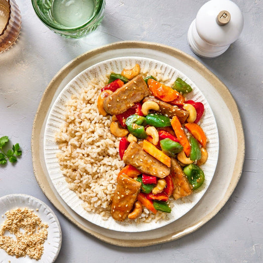 High Protein - Teriyaki Tempeh Stir Fry.
