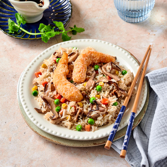 Plant-based Lemon Crumbed Prawn Fried Rice