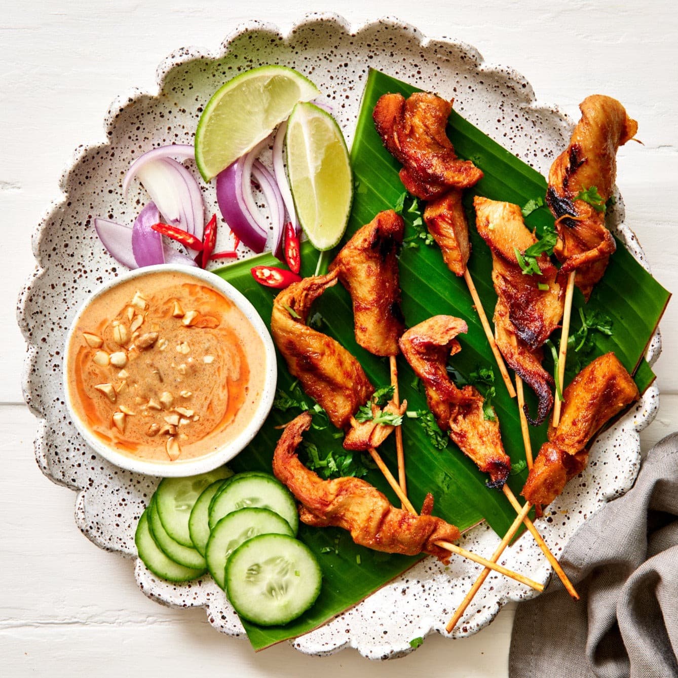 Plant-based Satay Stick with Peanut Sauce.