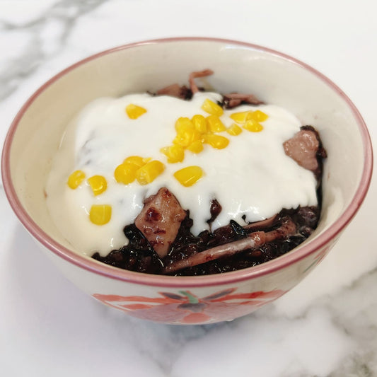 Black Sticky Rice Pudding  with Taro and Coconut